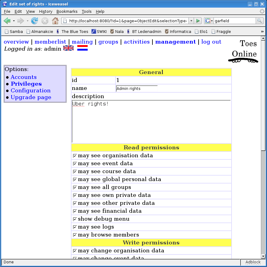 Screenshot: Extensive access-system